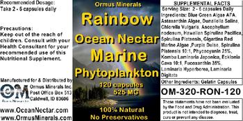 Ormus Minerals Rainbow Ocean Nectar Marine Phytoplankton - supplement