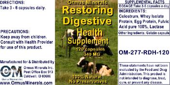 Ormus Minerals Restoring Digestive Health Supplement - supplement