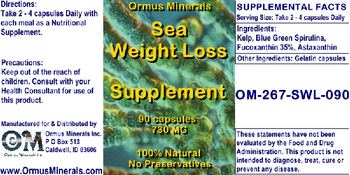 Ormus Minerals Sea Weight Loss Supplement - supplement