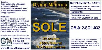 Ormus Minerals Sole - supplement