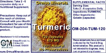 Ormus Minerals Turmeric 475 mg - supplement