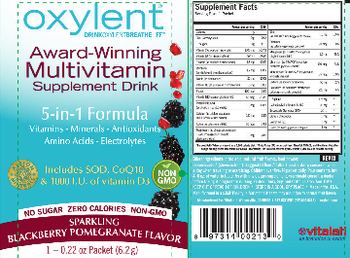 Oxylent Oxylent 5-In-1 Formula Sparkling Blackberry Pomegranate Flavor - awardwinning multivitamin supplement drink