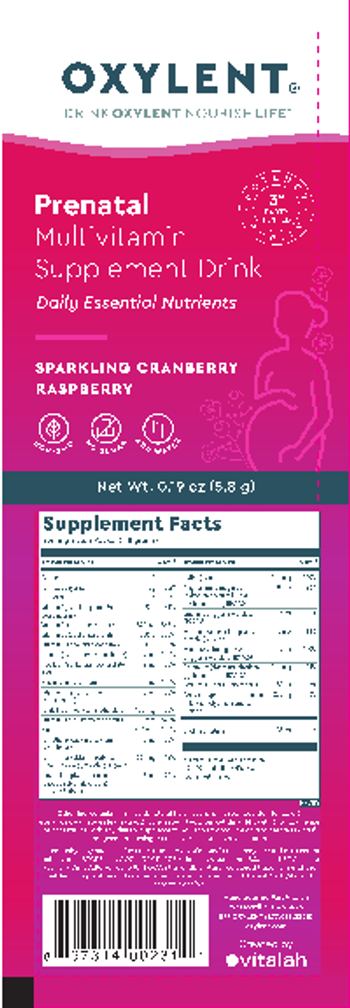 Oxylent Prenatal Multivitamin Supplement Drink Sparkling Cranberry Raspberry - prenatal multivitamin supplement drink