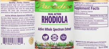 Paradise Dual Action Rhodiola - supplement