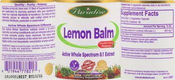 Paradise Lemon Balm - supplement
