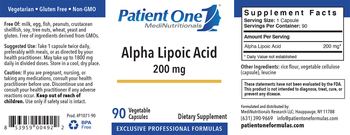 Patient One 1 MediNutritionals Alpha Lipoic Acid 200 mg - supplement
