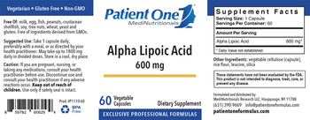 Patient One 1 MediNutritionals Alpha Lipoic Acid 600 mg - supplement