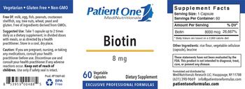 Patient One 1 MediNutritionals Biotin 8 mg - supplement