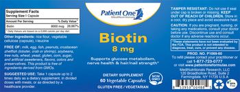 Patient One 1 MediNutritionals Biotin 8 mg - supplement