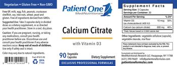 Patient One 1 MediNutritionals Calcium Citrate with Vitamin D3 - supplement