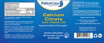 Patient One 1 MediNutritionals Calcium Citrate with Vitamin D3 - supplement