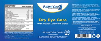 Patient One 1 MediNutritionals Dry Eye Care - gluten free supplement
