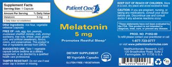 Patient One 1 MediNutritionals Melatonin 5 mg - supplement