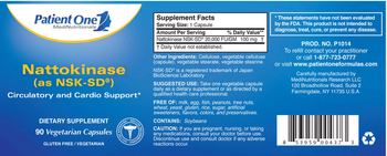 Patient One 1 MediNutritionals Nattokinase (as NSK-SD) - supplement