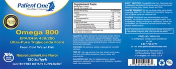 Patient One MediNutritionals Omega 800 Natural Lemon/Lime Flavor - gluten free supplement