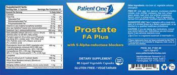 Patient One 1 MediNutritionals Prostate FA Plus with 5-Alpha-Reductase Blockers - supplement