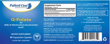 Patient One 1 MediNutritionals Q-Folate - supplement