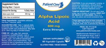 Patient One MediNutritionals Alpha Lipoic Acid 600 mg - supplement