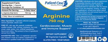 Patient One MediNutritionals Arginine 750 mg - supplement