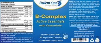 Patient One MediNutritionals B-Complex Active Essentials with Quatrefolic - supplement