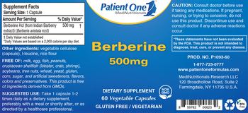 Patient One MediNutritionals Berberine 500 mg - supplement