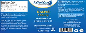 Patient One MediNutritionals CoQ10 100 mg - supplement
