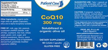 Patient One MediNutritionals CoQ10 300 mg - supplement