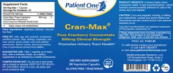 Patient One MediNutritionals Cran-Max Pure Cranberry Concentrate 500 mg - supplement