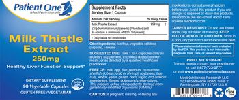 Patient One MediNutritionals Milk Thistle Extract 250 mg - supplement
