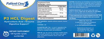 Patient One MediNutritionals P3 HCL Digest - supplement
