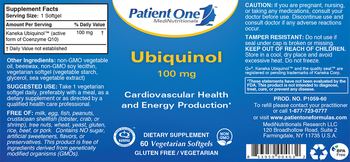 Patient One MediNutritionals Ubiquinol 100 mg - supplement