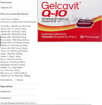 Pharmacaps Gelcavit Q-10 - suplemento alimenticio