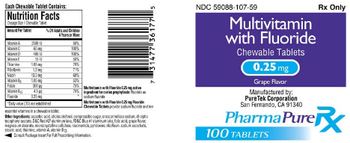 PharmaPure RX Multivitamin with Fluoride Chewable Tablets 0.25 mg Grape Flavor - supplement