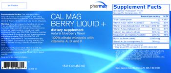 Pharmax Cal: Mag Berry Liquid + Natural Blueberry Flavor - vitaminmineral supplement