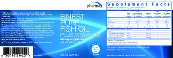 Pharmax Finest Pure Fish Oil Plus Vitamin D Natural Orange Flavor - supplement