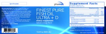 Pharmax Finest Pure Fish Oil Ultra + D Natural Orange Flavor - supplement