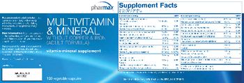 Pharmax MultiVitamin & Mineral Without Copper & Iron - vitaminmineral supplement