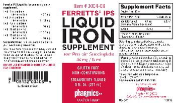 Pharmics Ferretts IPS Liquid Iron Supplement Strawberry Flavor - ferretts ips liquid is for use as supplement