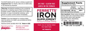 Pharmics Ferretts Iron Supplement - ferretts tablets are for use as supplement