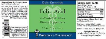 Physician's Preference Folic Acid With Vitamin B-12 - 800 mcg - supplement