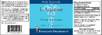 Physician's Preference L-Arginine 500 mg - supplement