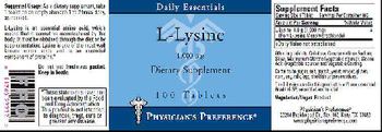 Physician's Preference L-Lysine 1,000 mg - supplement