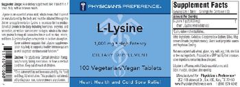 Physician's Preference L-Lysine 1,000 mg - supplement