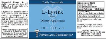 Physician's Preference L-Lysine 500 mg - supplement