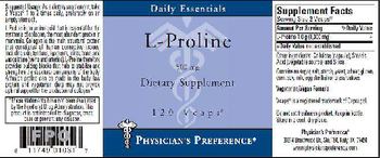 Physician's Preference L-Proline 500 mg - supplement