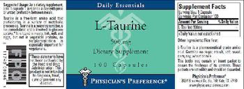 Physician's Preference L-Taurine 500 mg - supplement