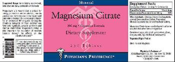 Physician's Preference Magnesium Citrate 200 mg - Vegetarian Formula - supplement