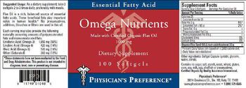 Physician's Preference Omega Nutrients Made With Certified Organic Flax Oil 1000 mg - supplement