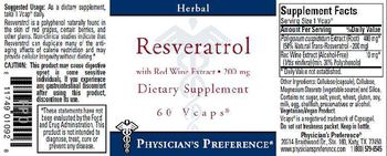 Physician's Preference Resveratrol With Red Wine Extract - 200 mg - supplement