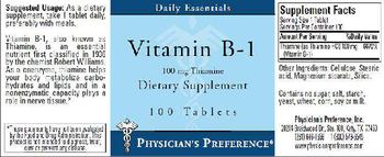 Physician's Preference Vitamin B-1 100 mg Thiamine - supplement